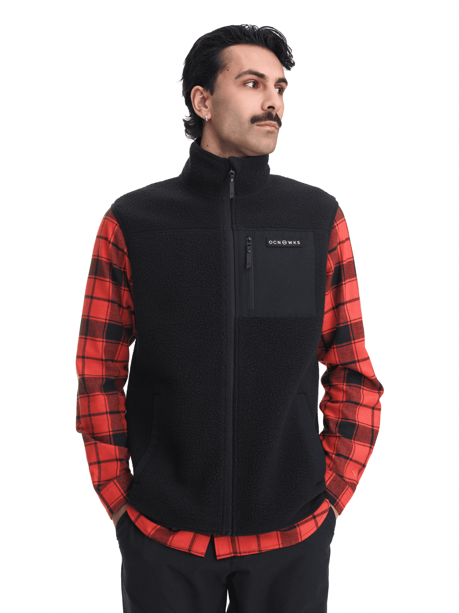 OCEAN WORKS, Pile Zip Vest M, Model 1